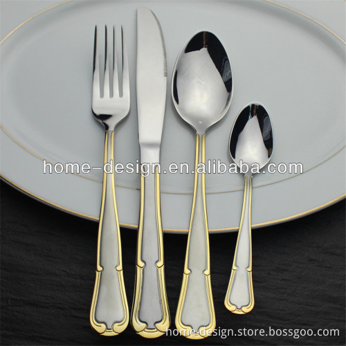 High-grade 24/72/84/86pcs stainless steel gold and sand blast finish cutlery set